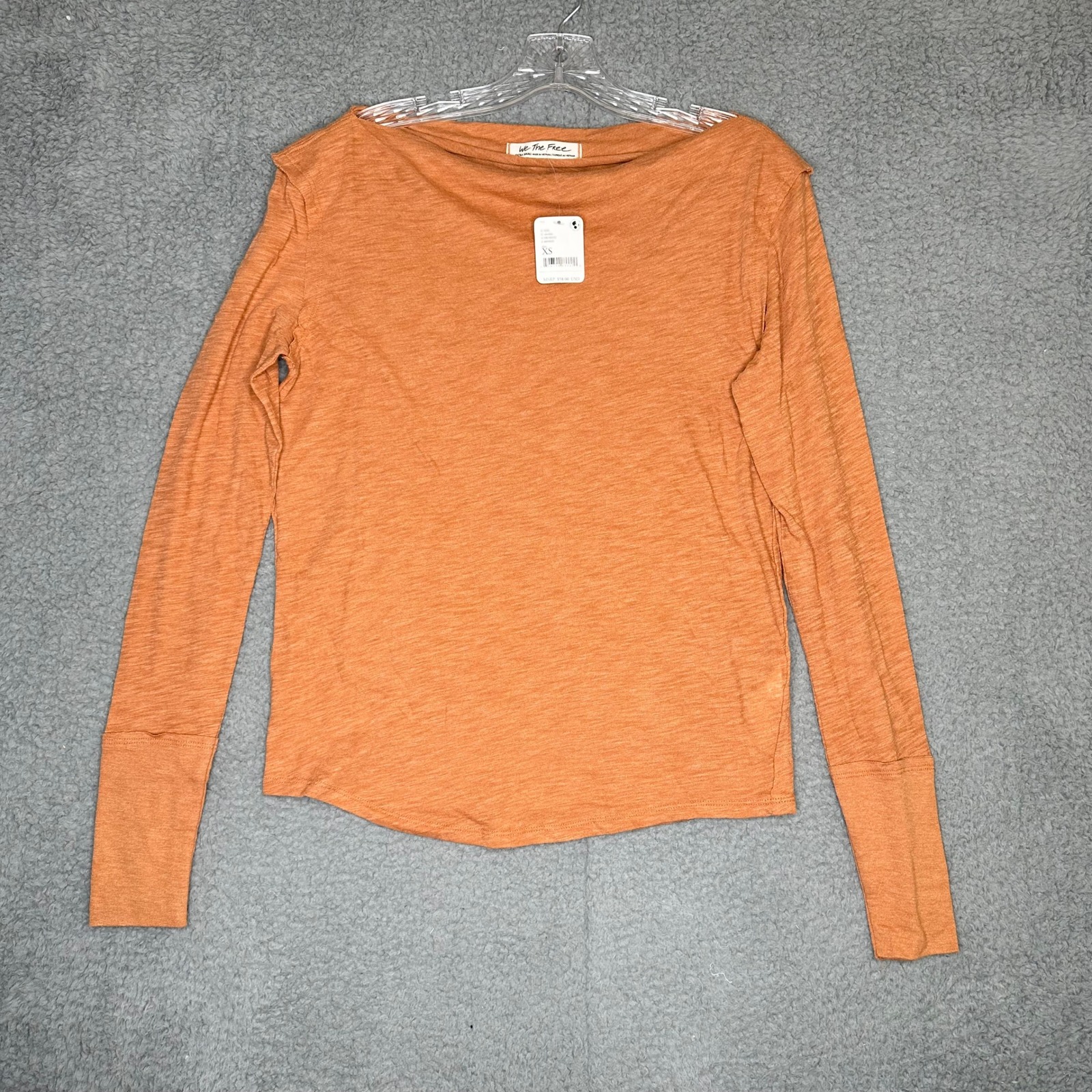 We The Free Cinnabar Orange Long Sleeve Top Xs Relaxed Fit Lightweight Casual